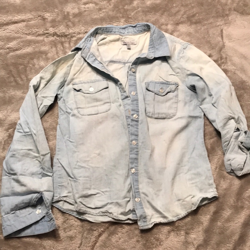 Charlotte Russe denim button up top!